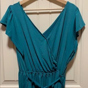 Turquoise faux wrap dress